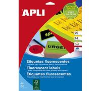 APLI Étiquettes 015076 Lot de 280 pour laser/copieur 99,1×38,1 mm Jaune fluo