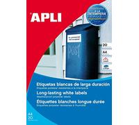 Apli 015088 Lot de 420 Etiquettes polyester laser/copieur 63,5 x 38,1 mm Blanc