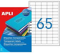 Apli 015096 Lot de 1300 Etiquettes invisible laser/copieur 38,1 x 21,2 mm Transparent
