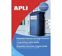 Apli 016684 Lot de 10 Etiquette polyester Jet d'encre 99,1 x 139 mm Blanc