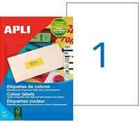 Apli 100754 100 Etiquettes Multi Usage, 210mm x 297mm, Fluorescente Jaune