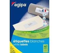 Agipa 100806 Lot de 1000 Etiquettes multi usage coins droits 210 x 148,5 mm Blanc