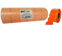 Apli 100929 Lot de 6 Rouleaux de 1000 Etiquettes permanent sinusoïdale 32 x 19 mm Orange Fluo