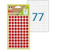 APLI 101779 - Pastilles de couleur 100% recyclées - 462 pastilles - Diamètre: 8 mm - Couleur: Rouge.