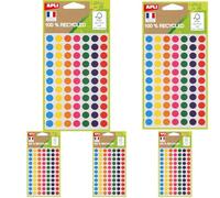 APLI 101781 - Pochette de 385 pastilles de couleurs assorties 100% recyclées Ø 8 mm (Lot de 5)