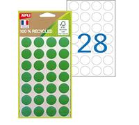 APLI 101782 - Pastilles de couleur 100% recyclées - 168 pastilles - Diamètre: 15 mm - Couleur: Vert.