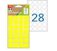 APLI 101785 - Pastilles de couleur 100% recyclées - 168 pastilles - Diamètre: 15 mm - Couleur: Jaune.