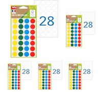 APLI 101786 - Pastilles de couleur 100% recyclées - 140 pastilles - Couleurs assorties : vert, bleu, rouge, jaune - Diamètre: 15 mm. (Lot de 5)