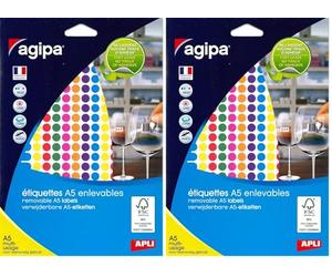 APLI 101825 - Etui 1764 pastilles multi-usage enlevables couleurs assorties Ø 8 mm (Lot de 2)