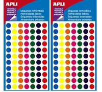 APLI 101857 - Pochette 308 pastilles enlevables couleurs assorties Ø 8 mm (Lot de 2)