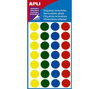 APLI 101861 - Pochette de 112 pastilles enlevables couleurs assorties Ø 15 mm