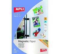 APLI 10245 - 8 Feuilles de Papier Aimanté format A4 - Compatible avec les imprimantes Ink Jet