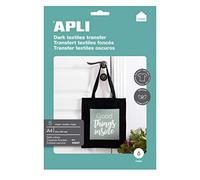 APLI Papier transfert A4 10247 pour vêtements de couleur - 5 feuilles - compatible Ink Jet