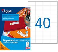 Apli 102496 4000 Etiquettes Inkjet avec Coins Arrondis, 52,5mm x 29,7mm, Blanc