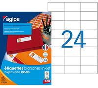 Apli 102498 2400 Etiquettes Inkjet avec Coins Arrondis, 70mm x 37mm, Blanc