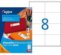 Apli 102500 800 Étiquettes Jet d'Encre, 105 x 70mm, Blanc