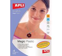 APLI 10331 - 4 Feuilles A4 de plastique magique transparent - Activité manuelle - Compatible avec les imprimantes Ink Jet