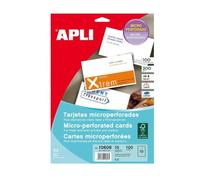 APLI – Cartes de visite 10608 – Micro-perforées blanches 90 x 50,8 mm 200 g/m² – 100 cartes (10x10)
