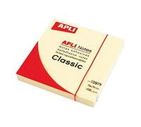 APLI Notes adhésives 10975 - 75 x 75 mm - Bloc 100 feuilles - Jaune