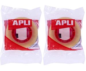 Apli 11103 - Ruban adhésif transparent 19 mm x 33 m - Usage universel - Adhésif à base d'eau sans solvant (Lot de 2)
