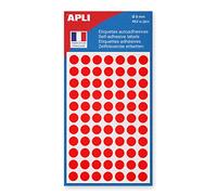 APLI Disques adhésifs 111833 – Pochette de 462 pastilles rouges Ø 8 mm