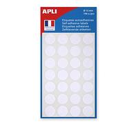 APLI Pastilles autocollantes 111840 – rondes blanches Ø15 mm, 196 pièces, adhésif permanent