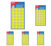 Apli 111862 - Pochette de 140 pastilles jaune fluo Ø 15 mm (Lot de 5)