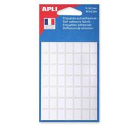 APLI 111908 - étiquettes blanches 13x9 mm - 343 étiquettes adhésif permanent, coins arrondis, idéal écriture manuelle bureau et école