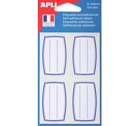 APLI 111934 - Pochette de 32 étiquettes scolaires 33 x 53 mm Coins arrondis bleu/blanc