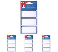 Apli 111951 - Étiquettes Scolaire à Cadre Bleu - 34x75 mm - 24 unités : Parfaites pour Livres et Cahiers d'école (Lot de 4)