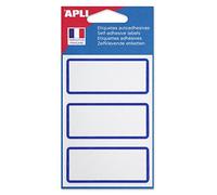 APLI 111982 - Pochette de 12 étiquettes scolaires transparentes cadre bleu 34x75 mm