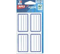 APLI 11277 - Pochette de 20 étiquettes scolaires 36x56 mm - bleu et blanc - Coins arrondis