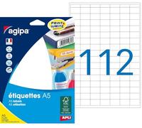 APLI - 114006 - Etiquettes blanches multi usage 12x18,3 mm - 16 feuilles - Coins: Arrondis