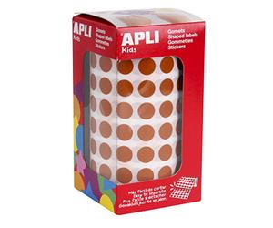 Apli 11481 - Rouleau de 5192 gommettes rondes - couleur : Marron - Dimension : 10,5 mm