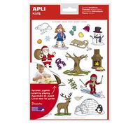 APLI 11617 - Gommettes Thématiques enlevables : L'hiver - 3 feuilles de gommettes.