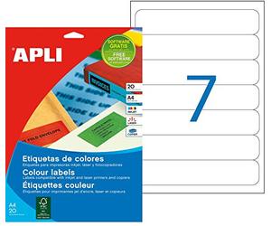 Apli 118855 Lot de 140 Etiquettes Dos de classeur 190 x 38 mm Couleurs Assorties