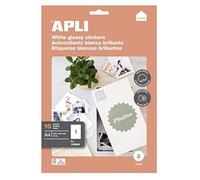Apli 118944 10 Etiquettes photo brillantes 210x297mm JET D'ENCRE Blanc
