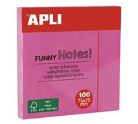 Notes repositionnables - Rose fluo - 7,5x7,5cm - Adhésif - Notes - Apli