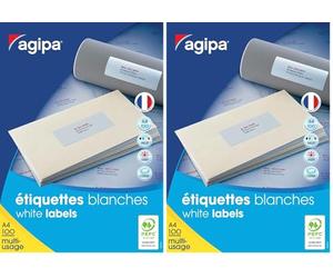 Apli 119017 Boîte de 1400 Etiquettes multi-usage A4 105 x 40 mm (Lot de 2)