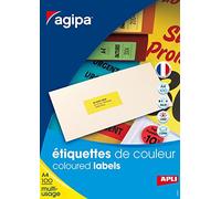 Apli 119040 100 Etiquettes Multi Usage, 210mm x 297mm, Fluorescente Rouge
