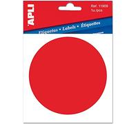 APLI 11909 - Étiquette adhésive 11909 vinyle rouge signalisation pour vitres, 114 mm de diamètre, blister de 1 unité