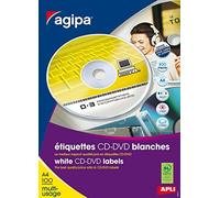 APLI Étiquettes CD/DVD 119884 – Boîte de 200 – Diamètre 117