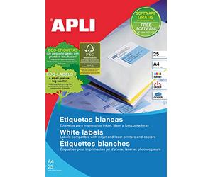 APLI 1209 - Etiquettes permanentes blanches 38 x 21,2 mm 25 feuilles