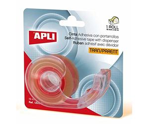 APLI 12094 Ruban adhésif transparent avec distributeur 19 mm x 33 m