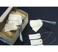 Apli 121314 - Étiquettes américaines crème 100 x 51 mm avec œillet et fil de fer - 1000 unités - Carton 160 g/m² - Pour affichage prix en boutique, stockage en atelier, mariage, cadeaux, artisanat.