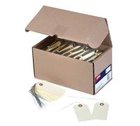 Apli 121315-1000 étiquettes américaines couleur crème avec oeillet et fil de fer - 120 mm x 57 mm - Parfait pour cadeaux, mariage, prix, artisanat, pressing, entrepôt.