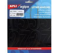 Apli 122051 Lot de 138 Chiffres et Symboles adhésives 75 x 42 mm Noir