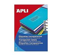 APLI 1225 - 20 feuilles d'étiquettes transparentes pour imprimantes laser et copieurs - Format A4 - étiquettes translucide