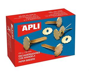 APLI 12286 Boîte de 100 Attaches parisiennes avec oeillets 30mm