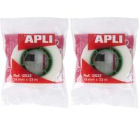 Apli 12533 - Ruban adhésif invisible en sachet - 19 mm x 33 m - Adhésif acrylique à base d'eau. (Lot de 2)